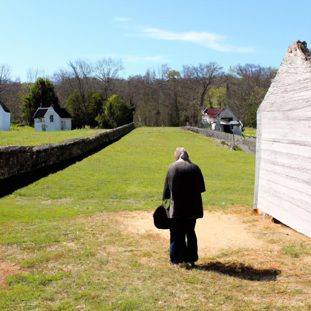 Person exploring historical site, Knox County